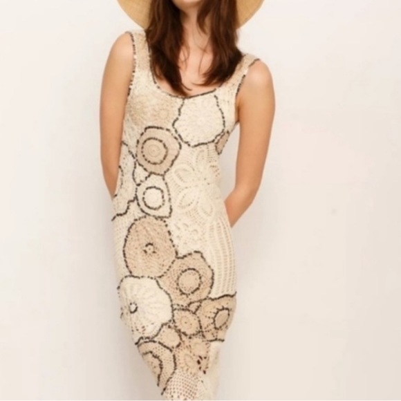 NWT FLOOK X Free People Coco Embellished Crochet Dress Boho Z91-99
